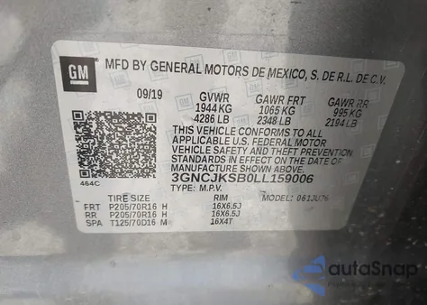 2020 Chevrolet Trax Fwd Ls from USA, damaged, VIN 3GNCJKSB0LL159006
